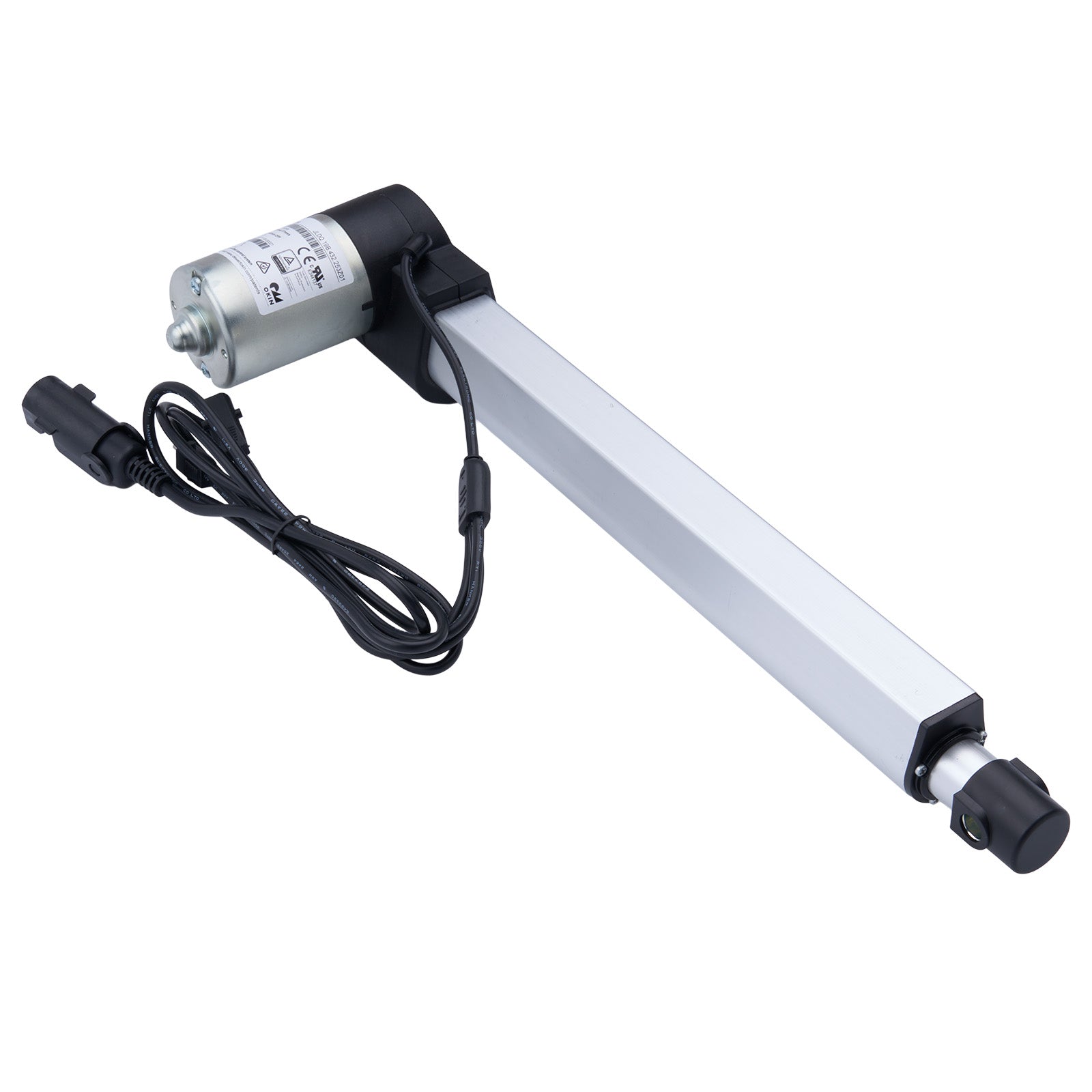 Linear actuator with cable on a white background