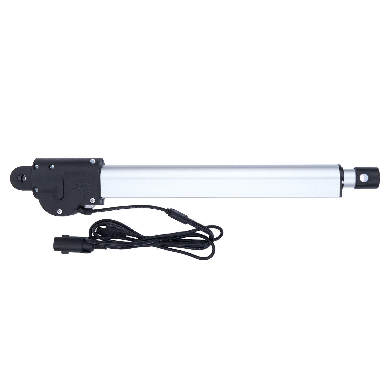 Linear actuator with power cable on a white background