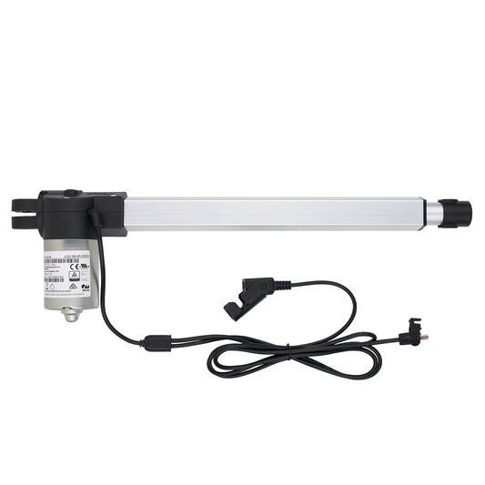 Linear actuator with power cable on a white background