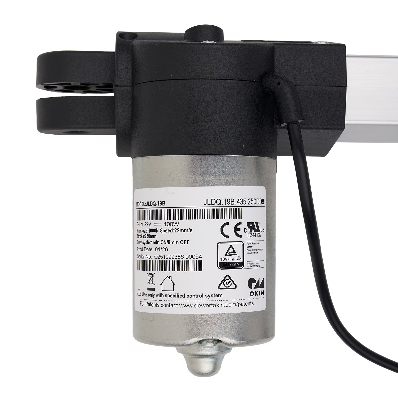 Black mechanical pump with visible branding on a white background
