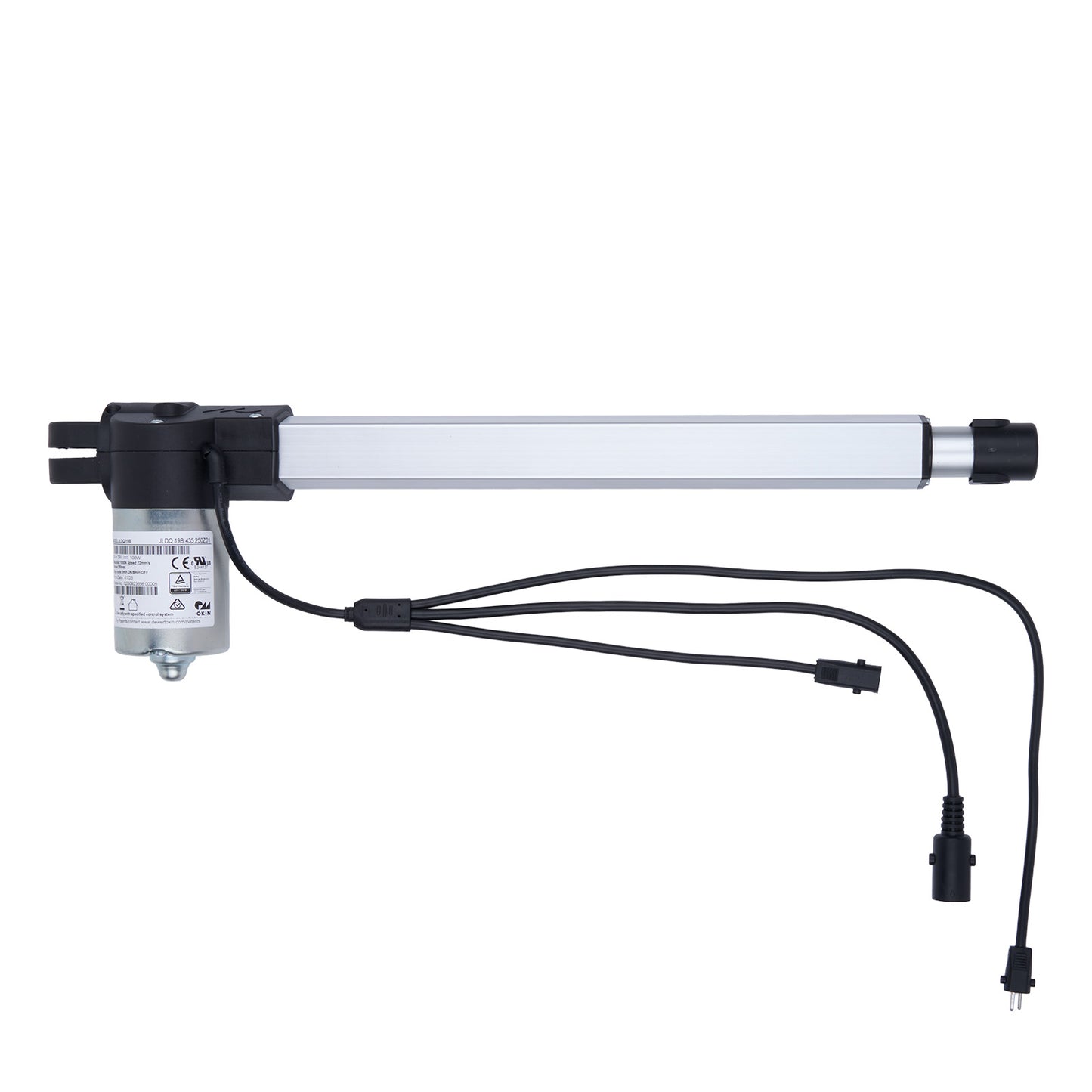 Linear actuator with cables on a white background