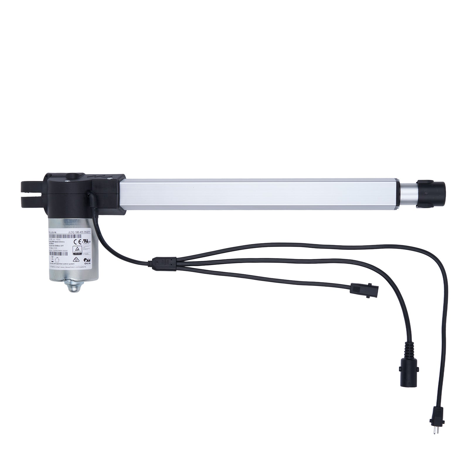 Linear actuator with cables on a white background