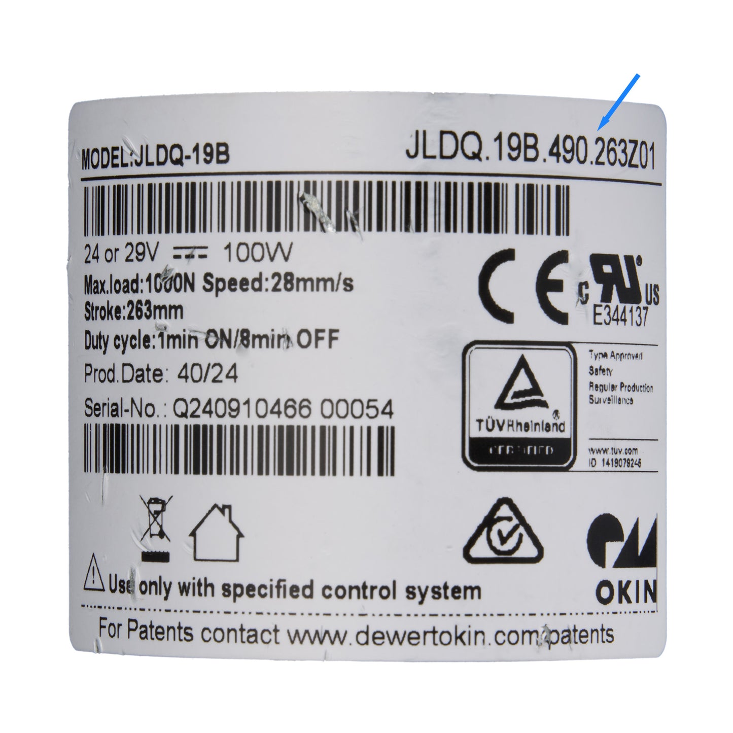 OKIN JLDQ.19B.490.263Z01 Linear Actuator for Recliner/Lift Chair