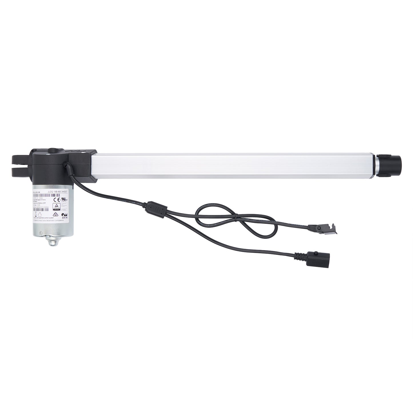 Linear actuator with cables on a white background