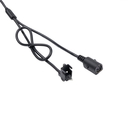Black cable with connectors on a white background
