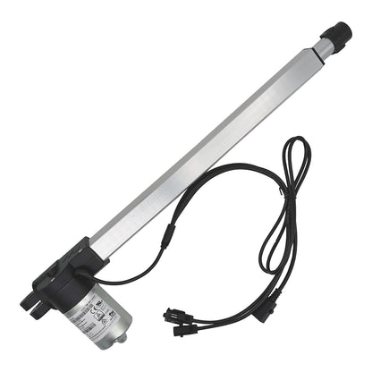 OKIN JLDQ.19B.495.344Z01 linear actuator, with a silver body, black motor housing, and attached cables.