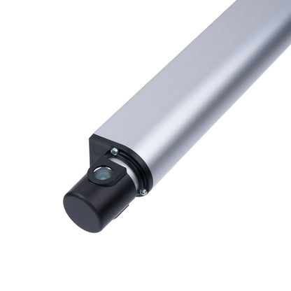 Metallic cylindrical object with a black component on a white background