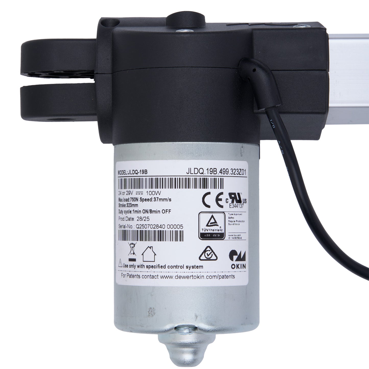 Control valve with visible branding and certification labels on a white background