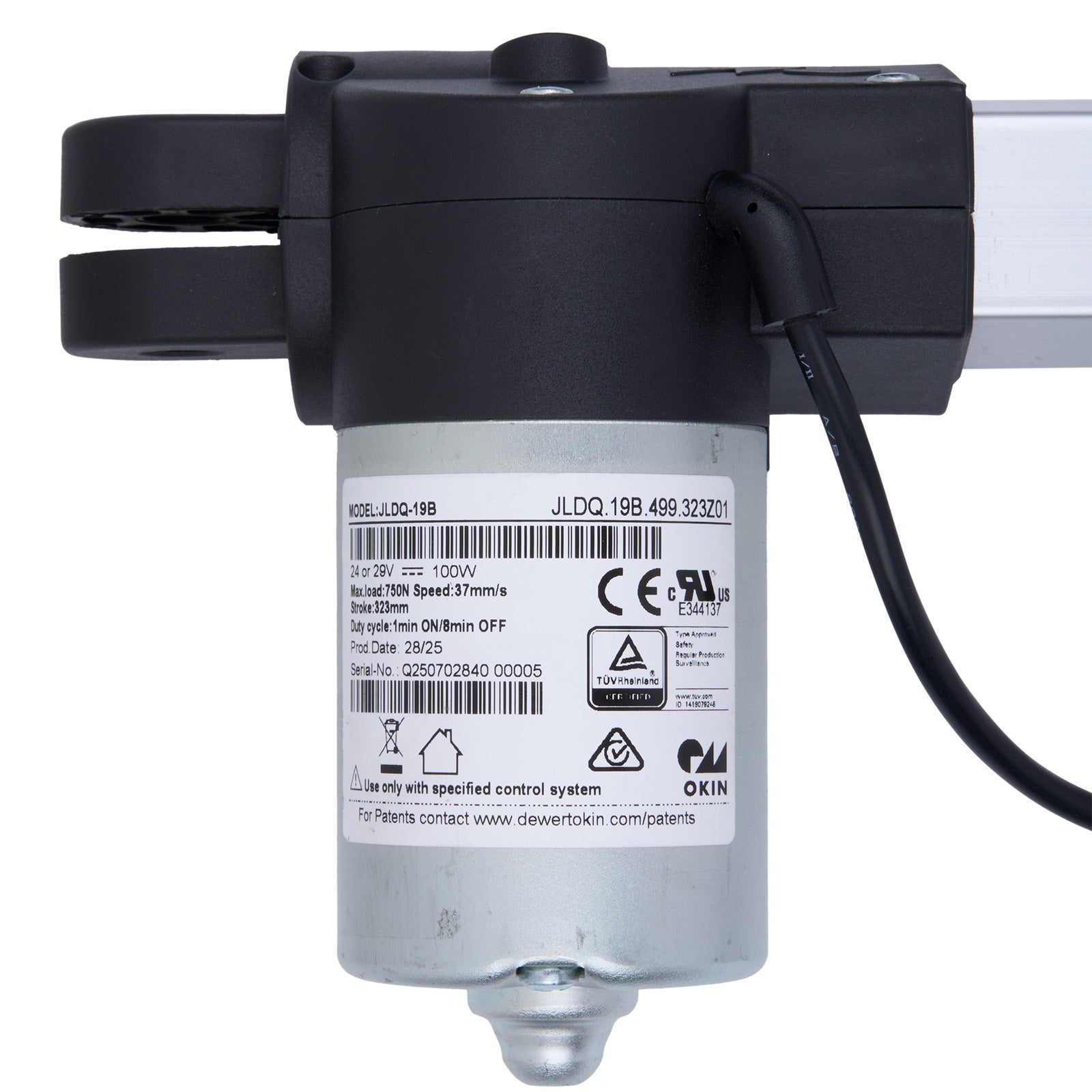 Control valve with visible branding and certification labels on a white background
