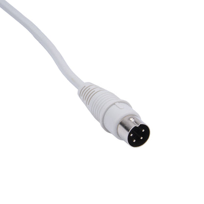 White cable with a DIN connector on a white background