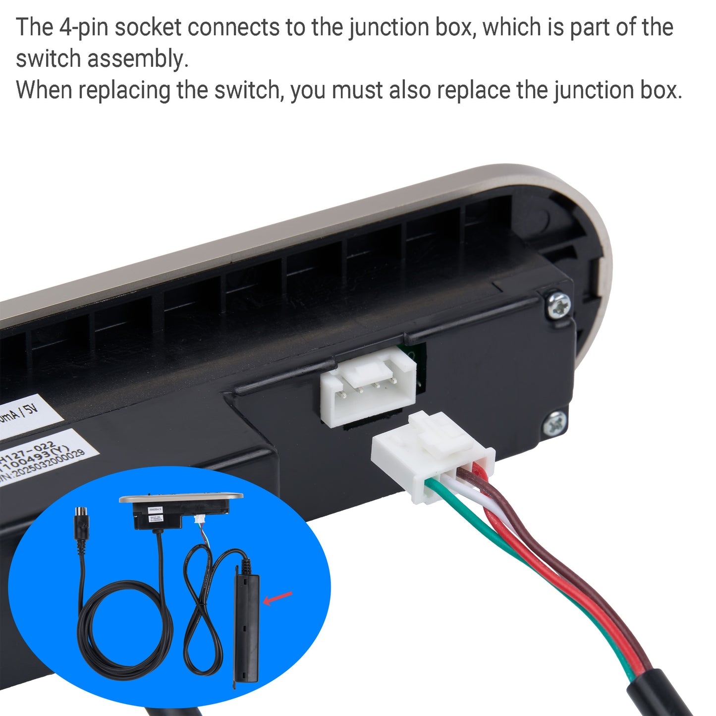 KDH127-022 5 Button 5 Pin Switch for Power Recliner or Lift Chair with USB 31100493(Y)