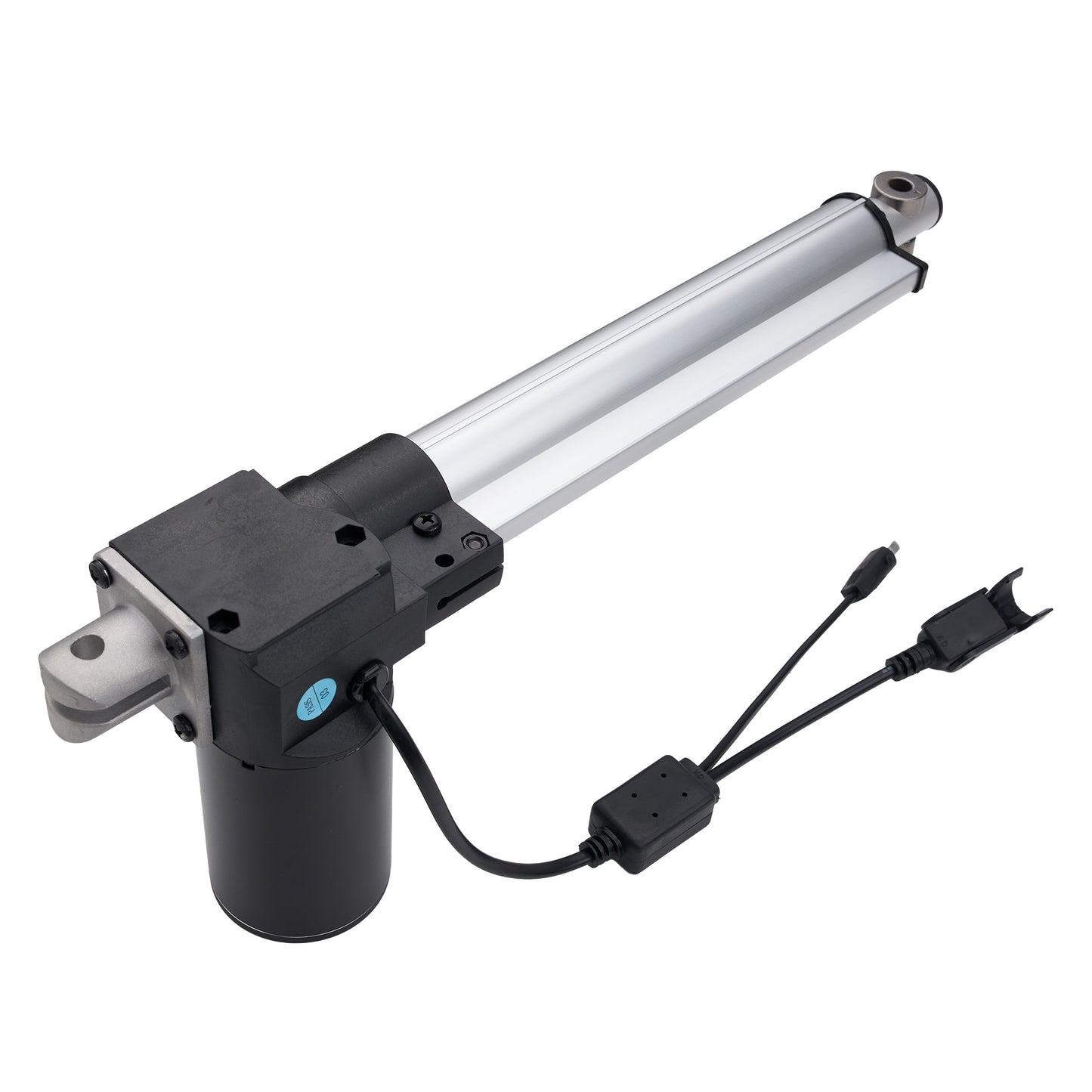 Mechanical component with black and white parts on a white background