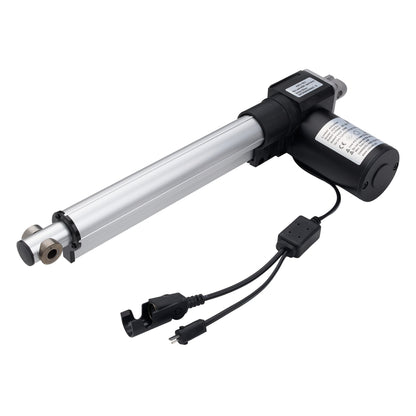 Linear actuator with wiring on a white background
