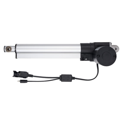 Linear actuator with black control panel on a white background