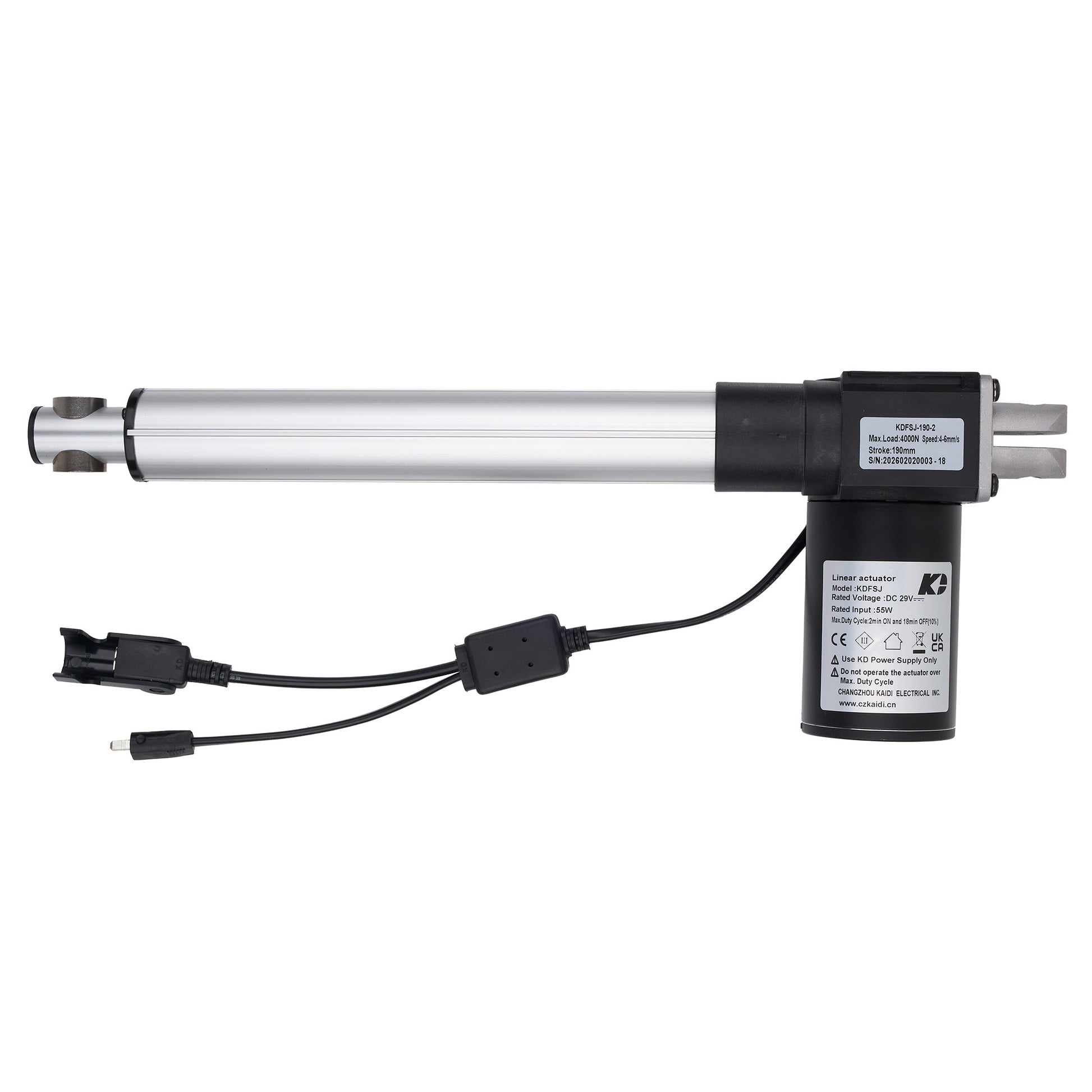 Electric actuator with cables on a white background