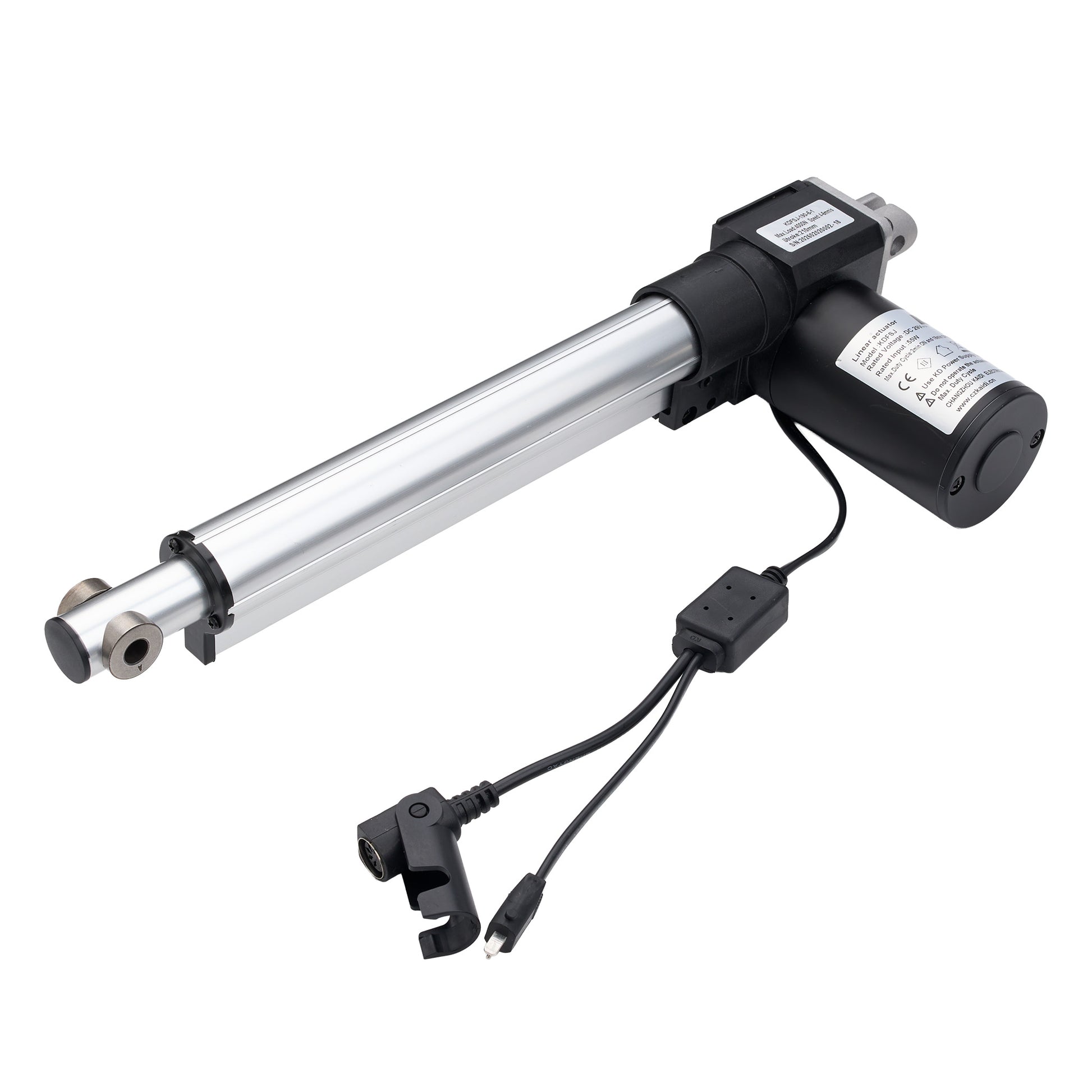 Linear actuator with cables on a white background