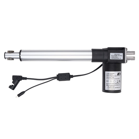 Linear actuator with cables on a white background