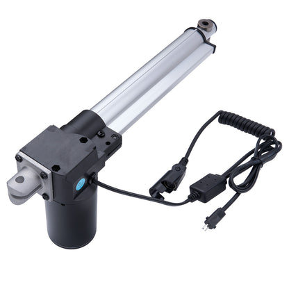 Linear actuator with power cable on a white background