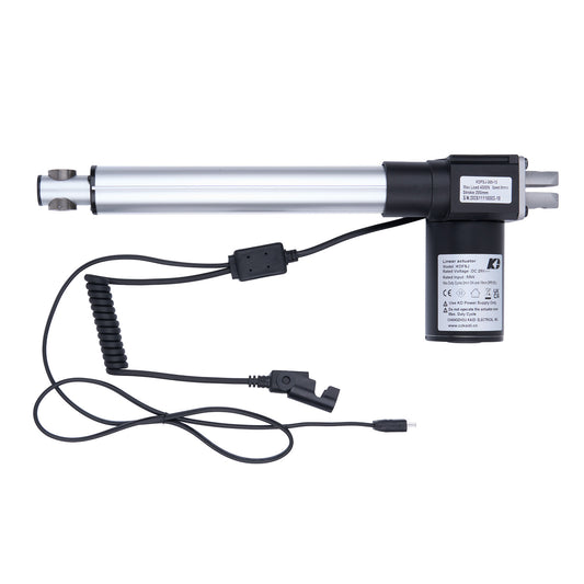 Linear actuator with cable on a white background