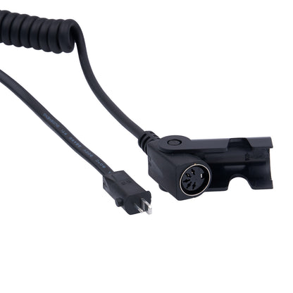 Black cable with USB and DIN connectors on a white background