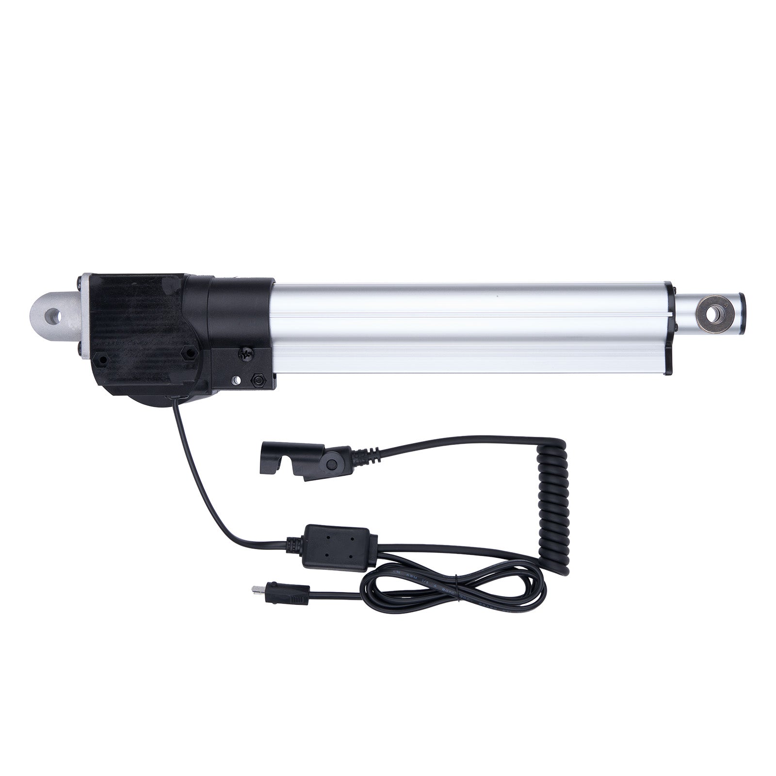 Linear actuator with power cable on a white background