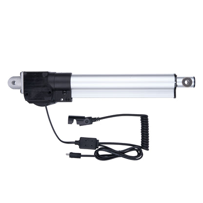 Linear actuator with power cable on a white background
