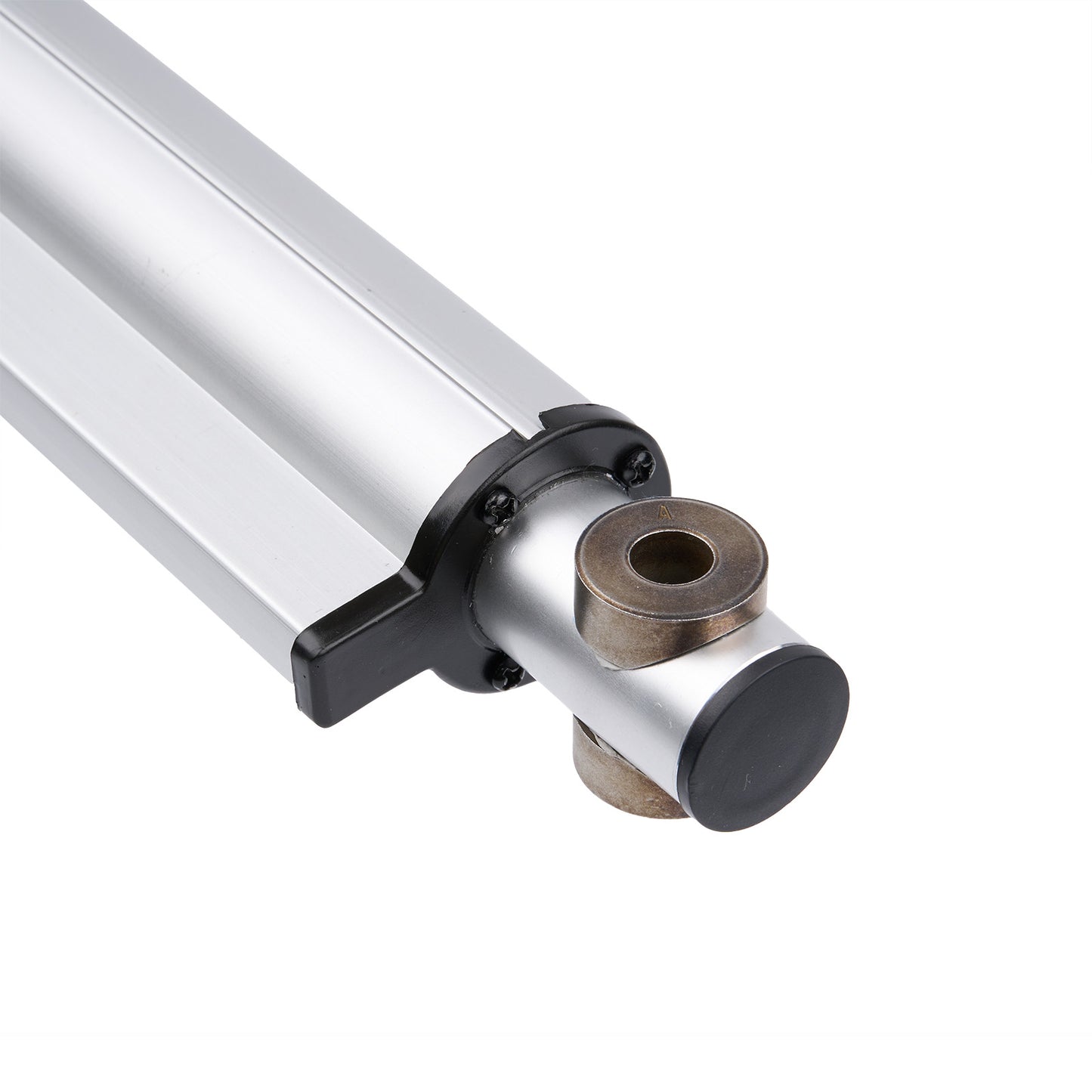 Metallic cylindrical component with a white background
