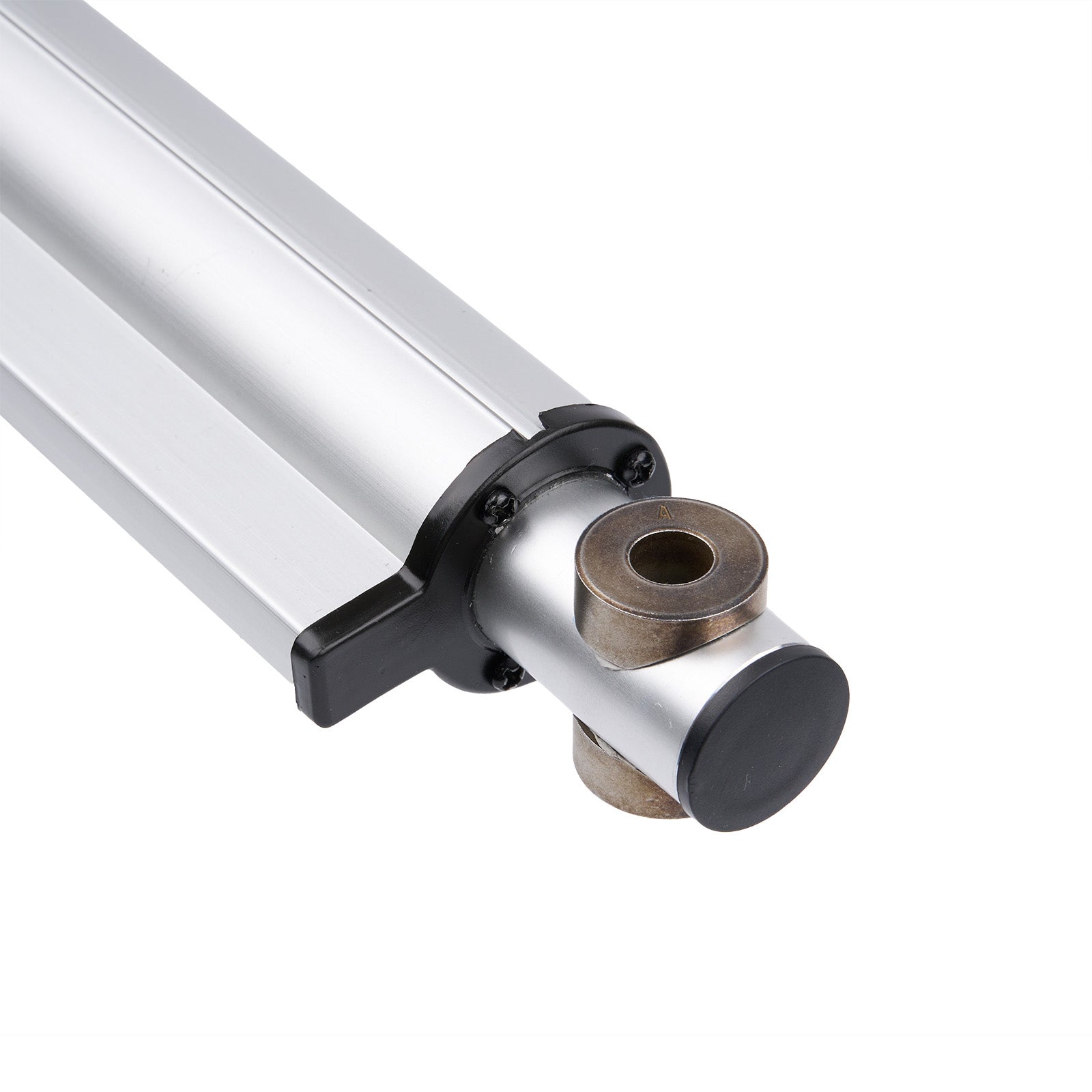 Metallic cylindrical component with a white background