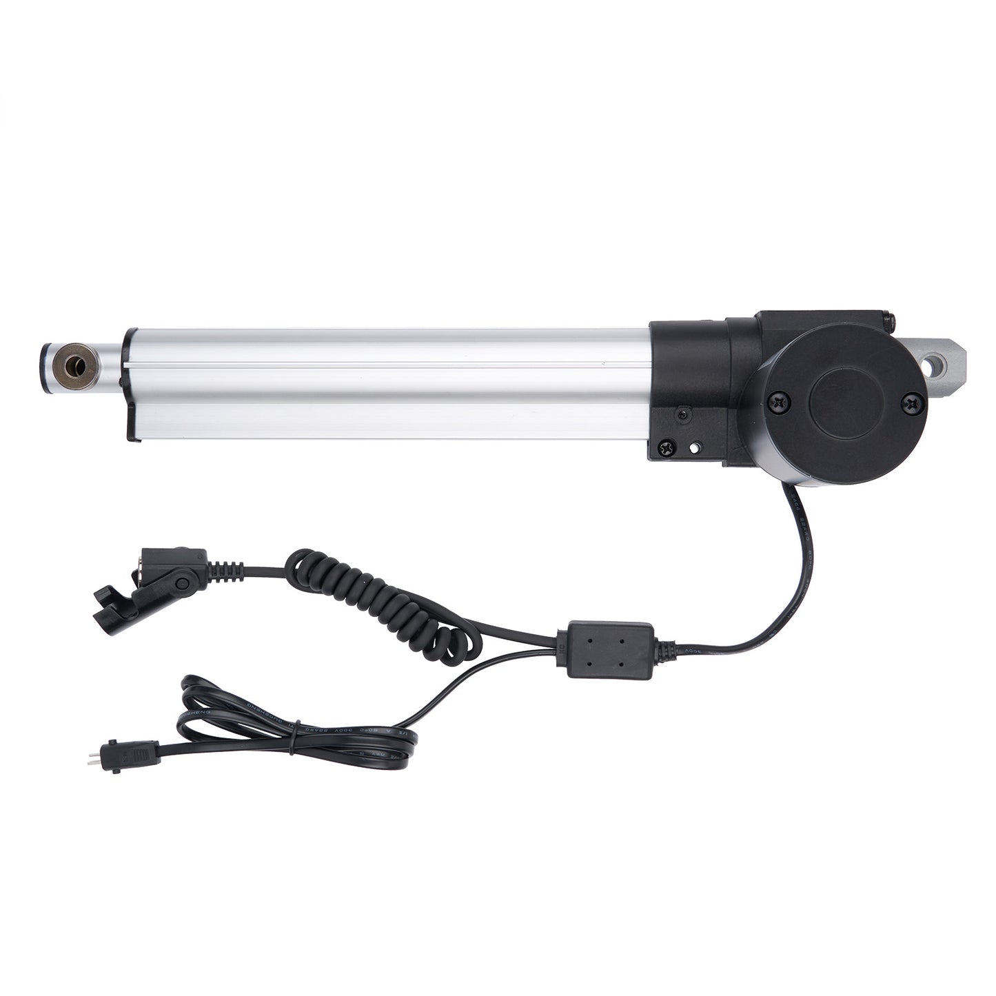 Linear actuator with power cable on a white background