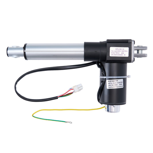 Electric linear actuator with wiring on a white background
