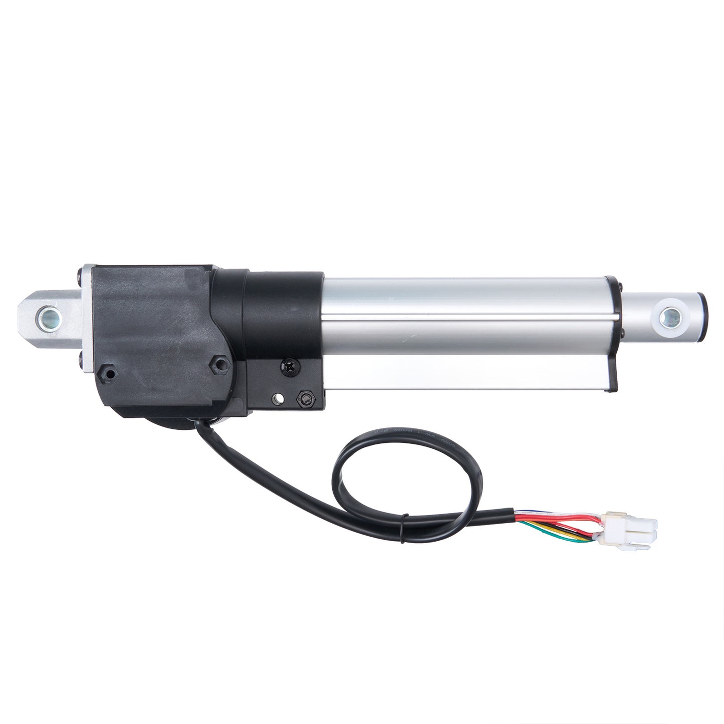 Linear actuator with wiring on a white background