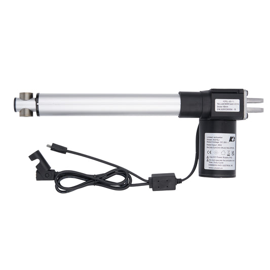 Linear actuator with cable on a white background