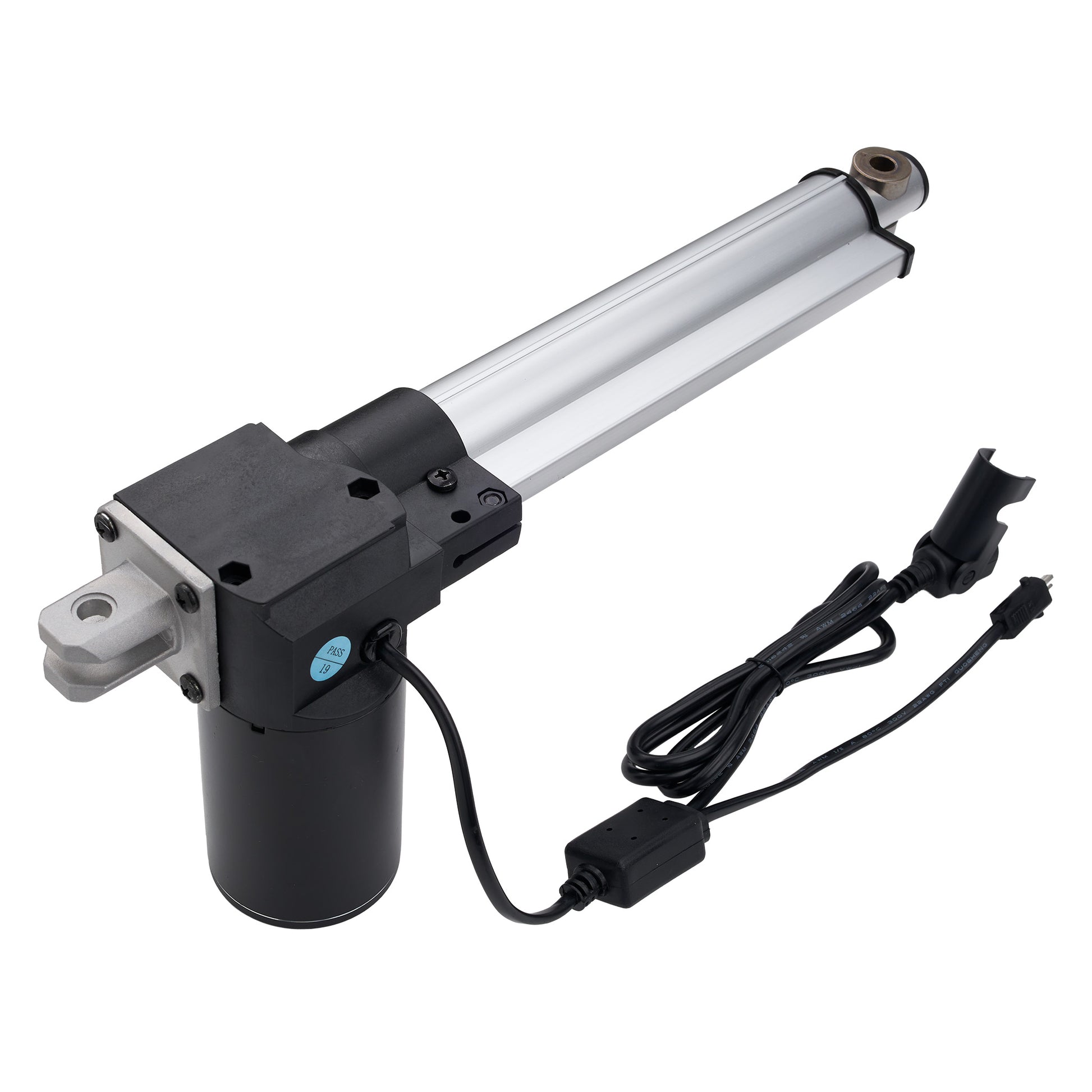 Linear actuator with cable on a white background