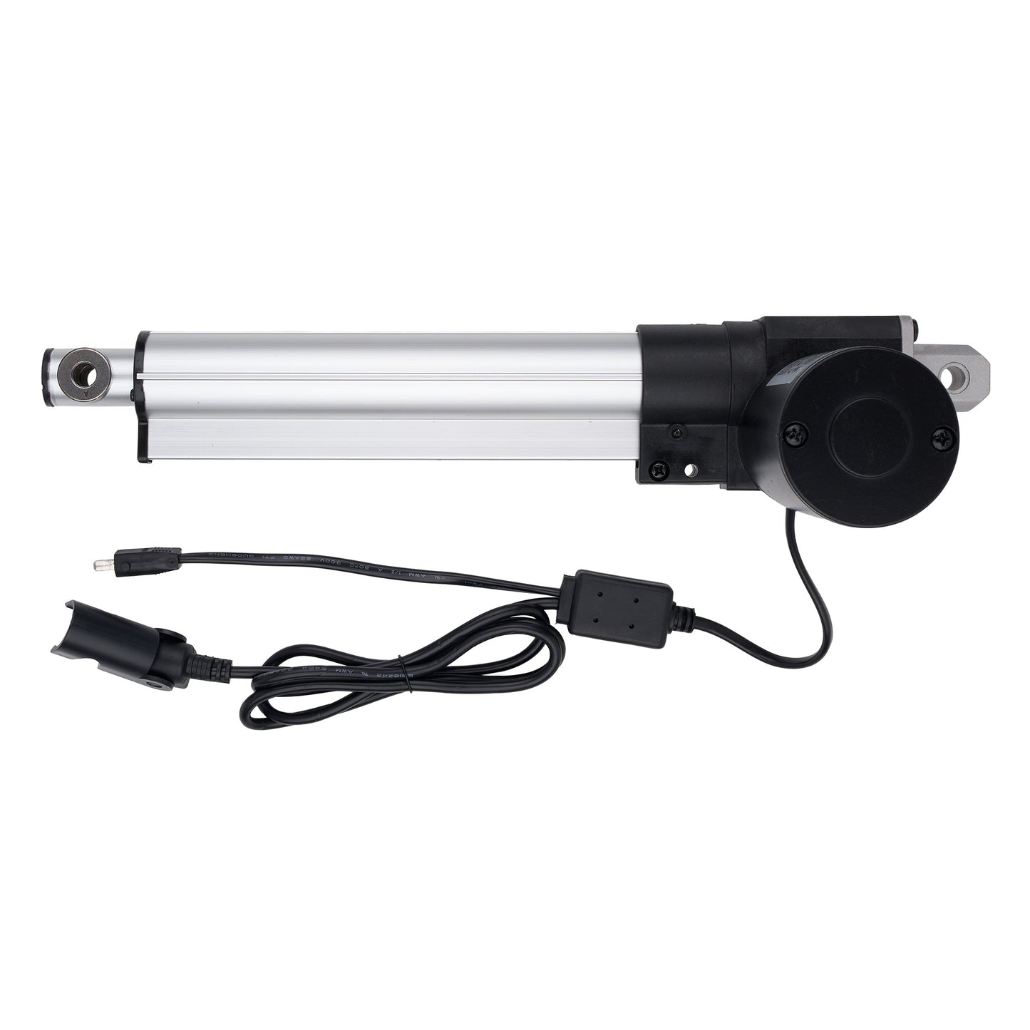 Linear actuator with wiring on a white background
