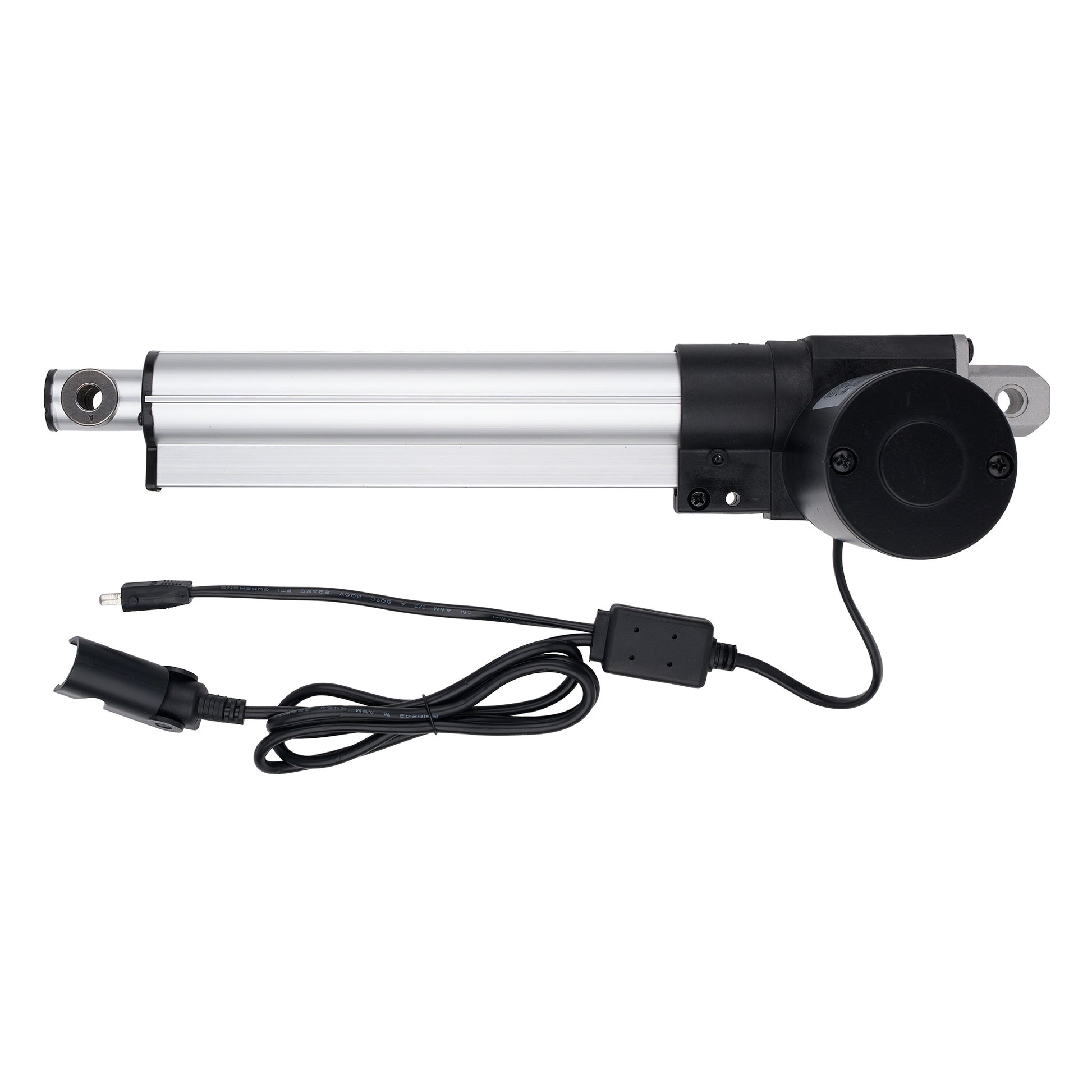 Linear actuator with wiring on a white background