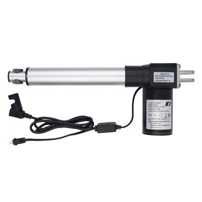 Linear actuator with power cable on a white background