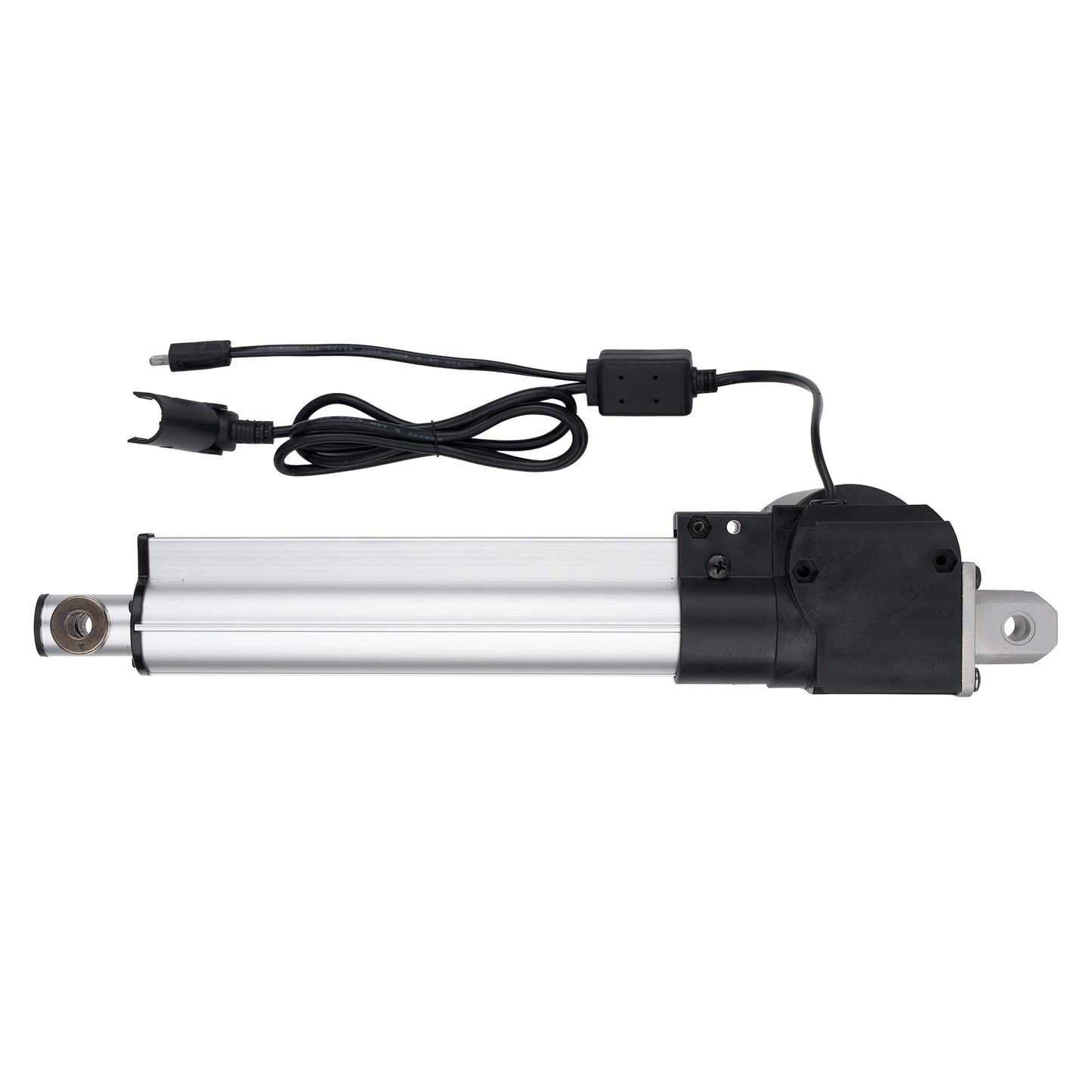 Linear actuator with power cable on a white background