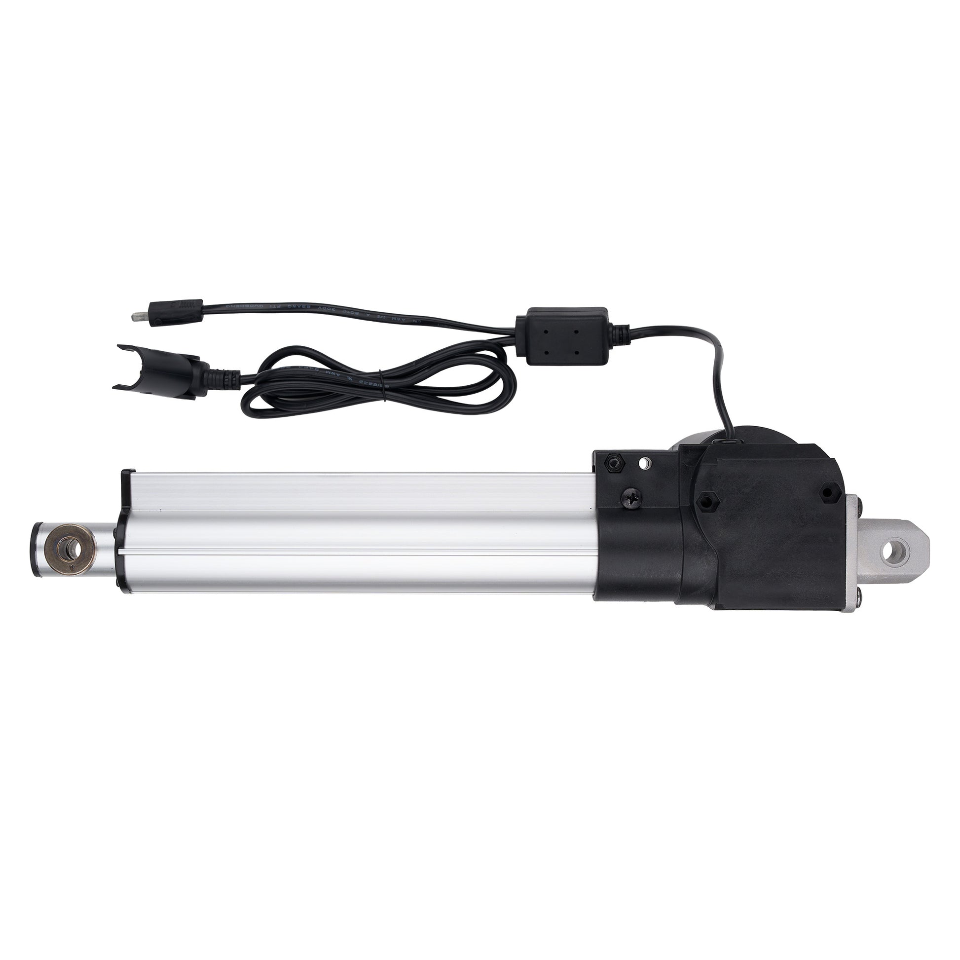 Linear actuator with power cable on a white background