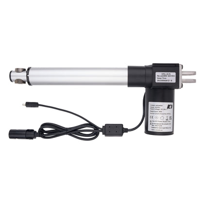 A K&N electric slide gate motor and rail assembly with its power cord, shown against a plain white background.
