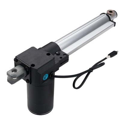 Electric linear actuator with a cable on a white background