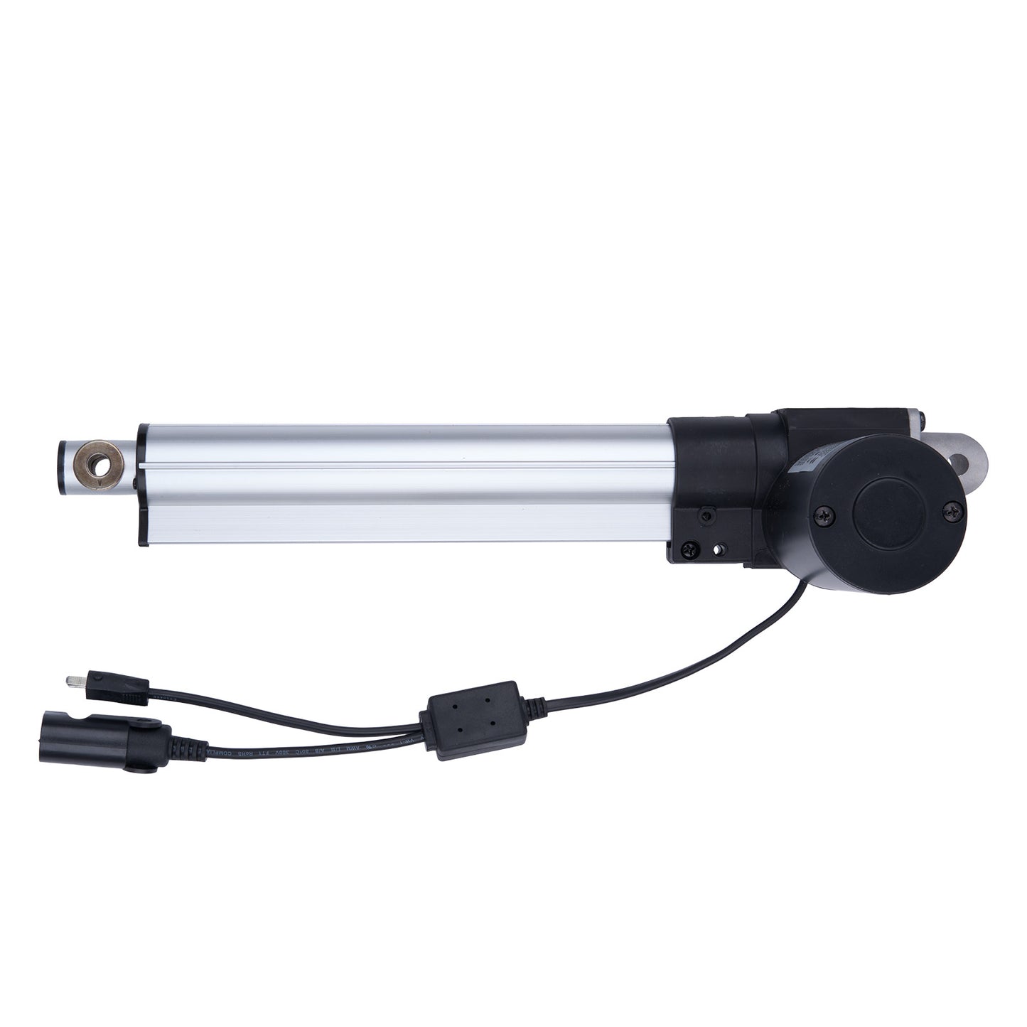 Linear actuator with wiring on a white background