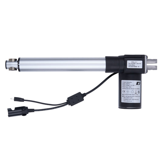 Linear actuator with cables on a white background
