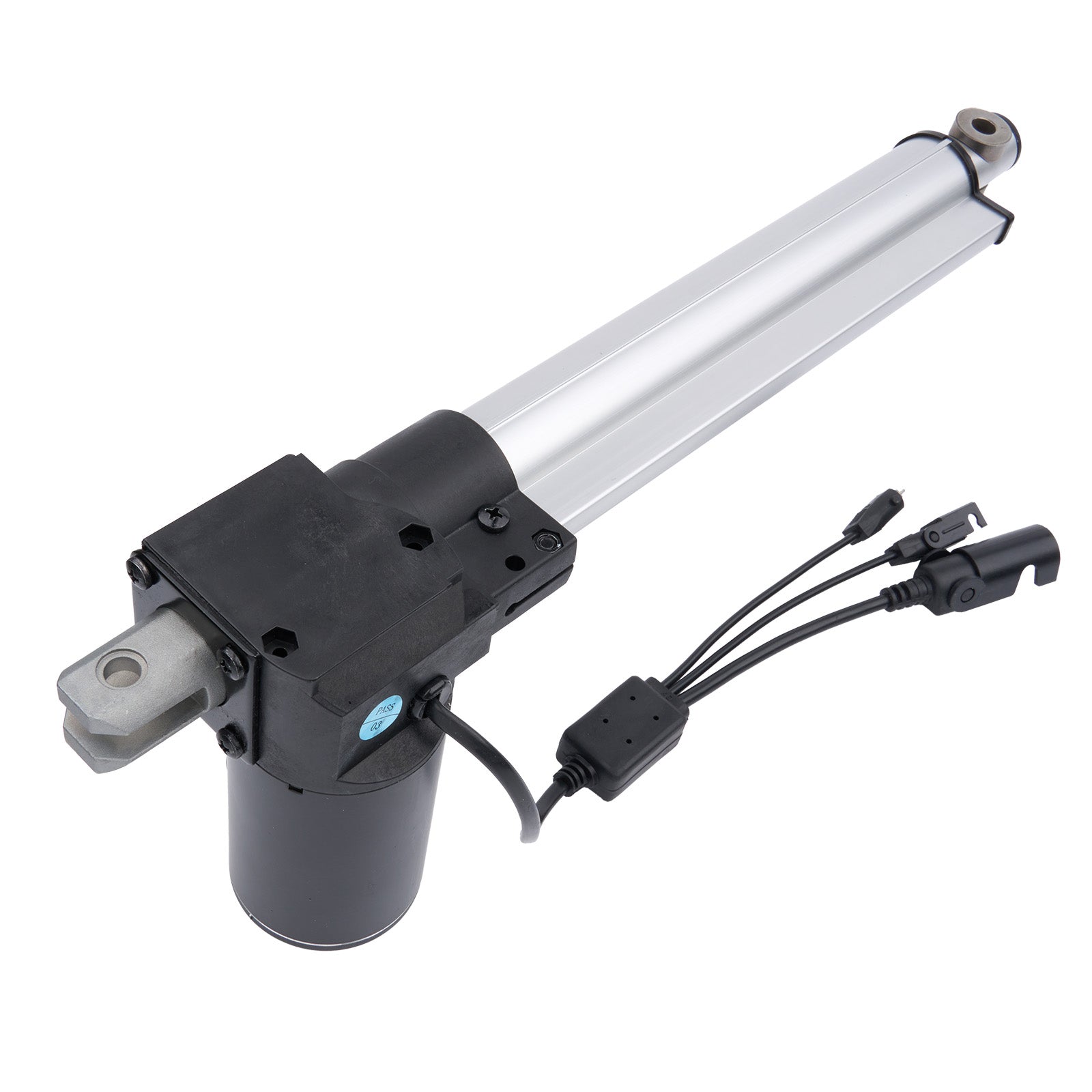 Linear actuator with wiring on a white background