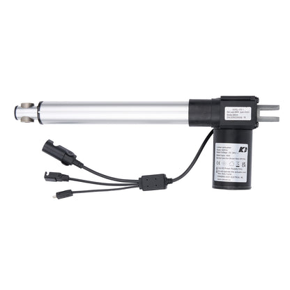 Electric linear actuator with wiring on a white background