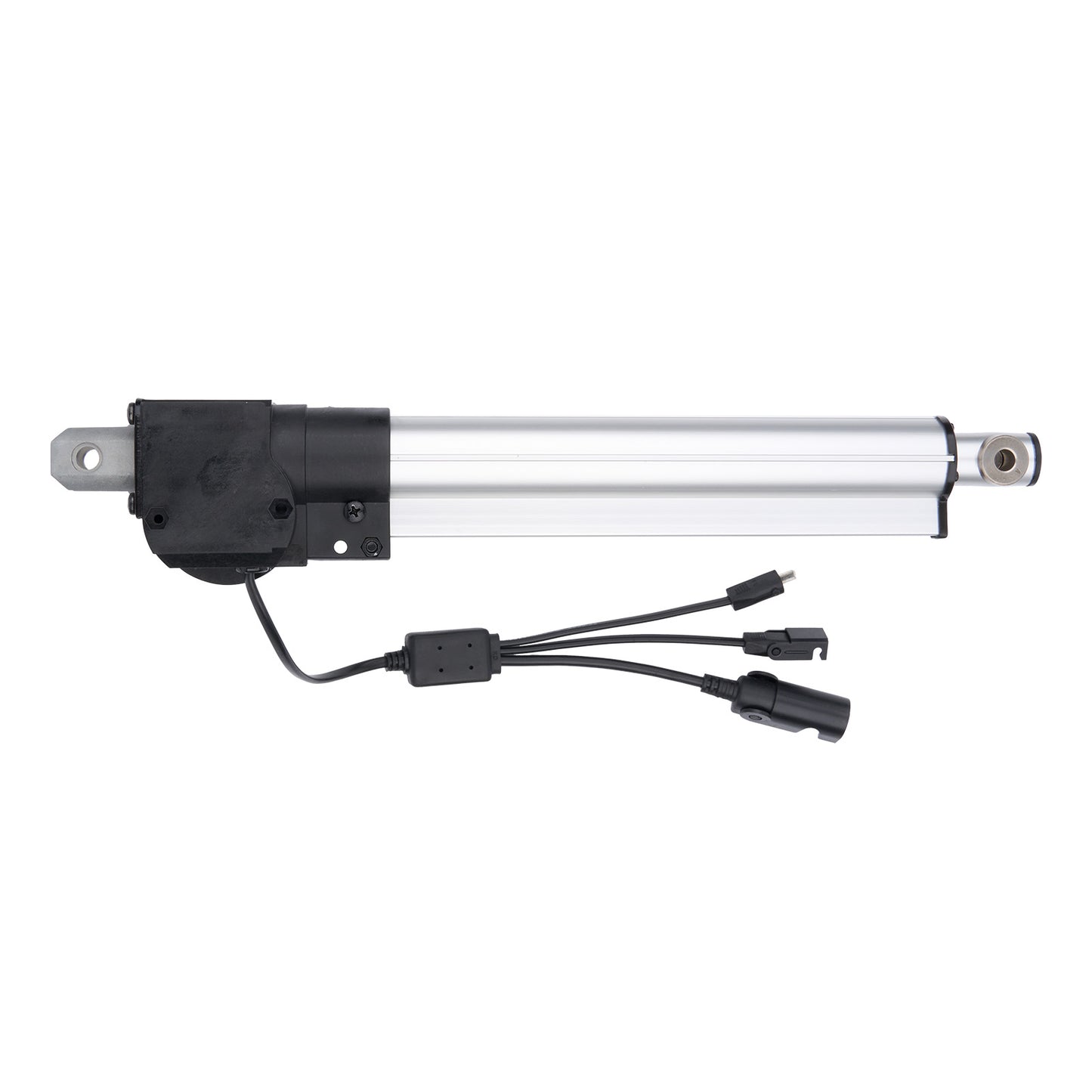 Linear actuator with wiring on a white background