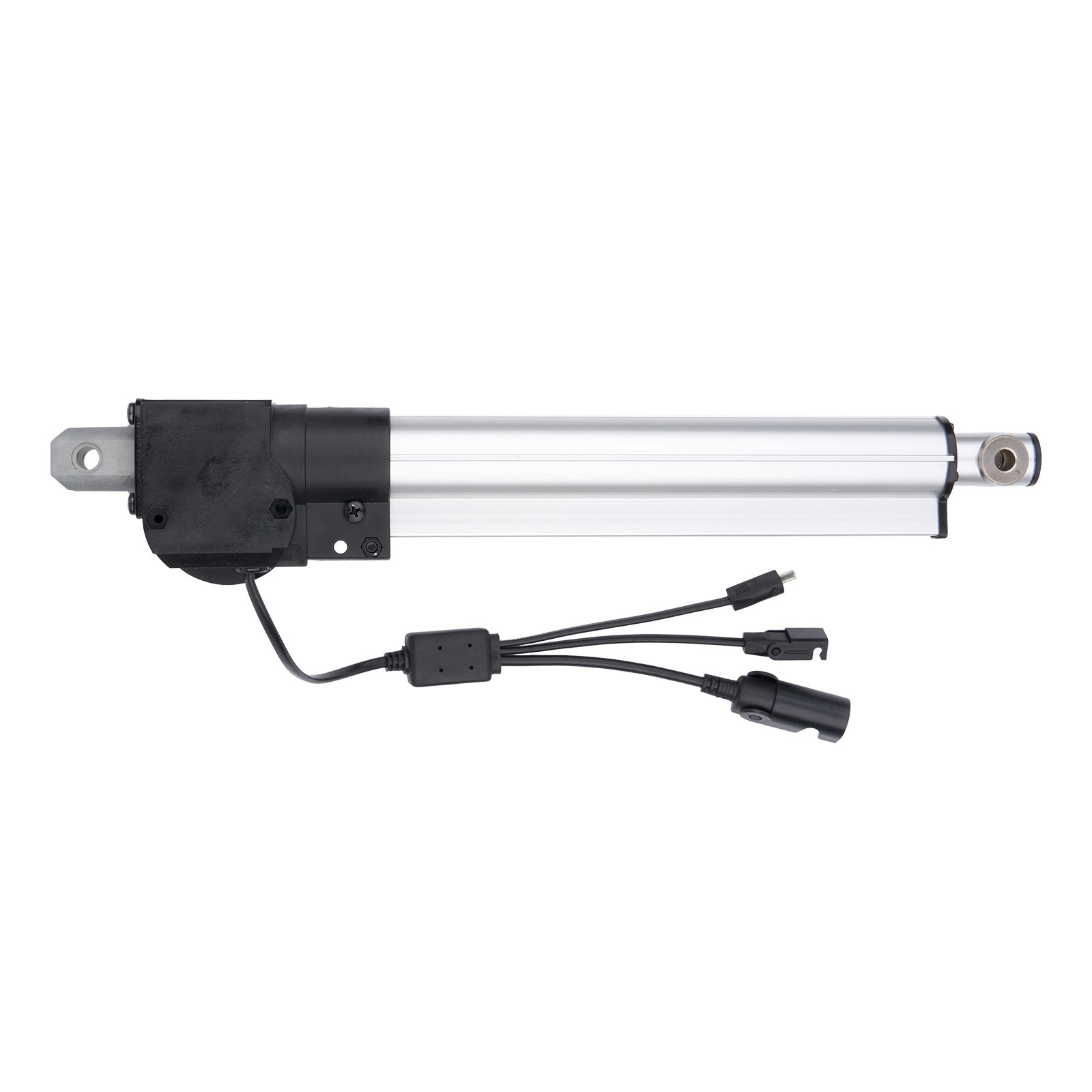 Linear actuator with wiring on a white background