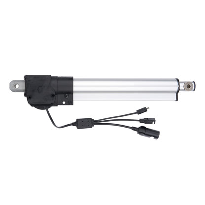 Linear actuator with wiring on a white background