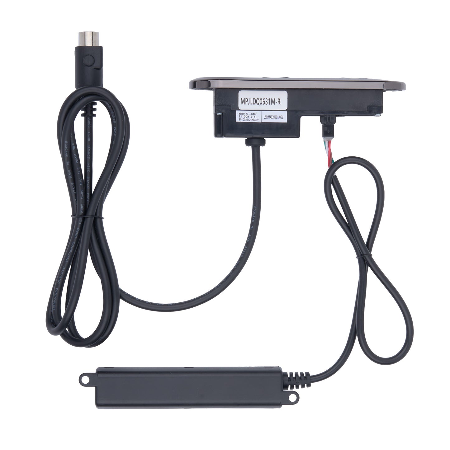 Electrical components with wires on a white background