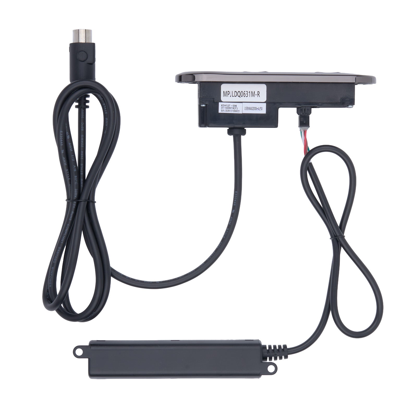 Electrical components with wires on a white background