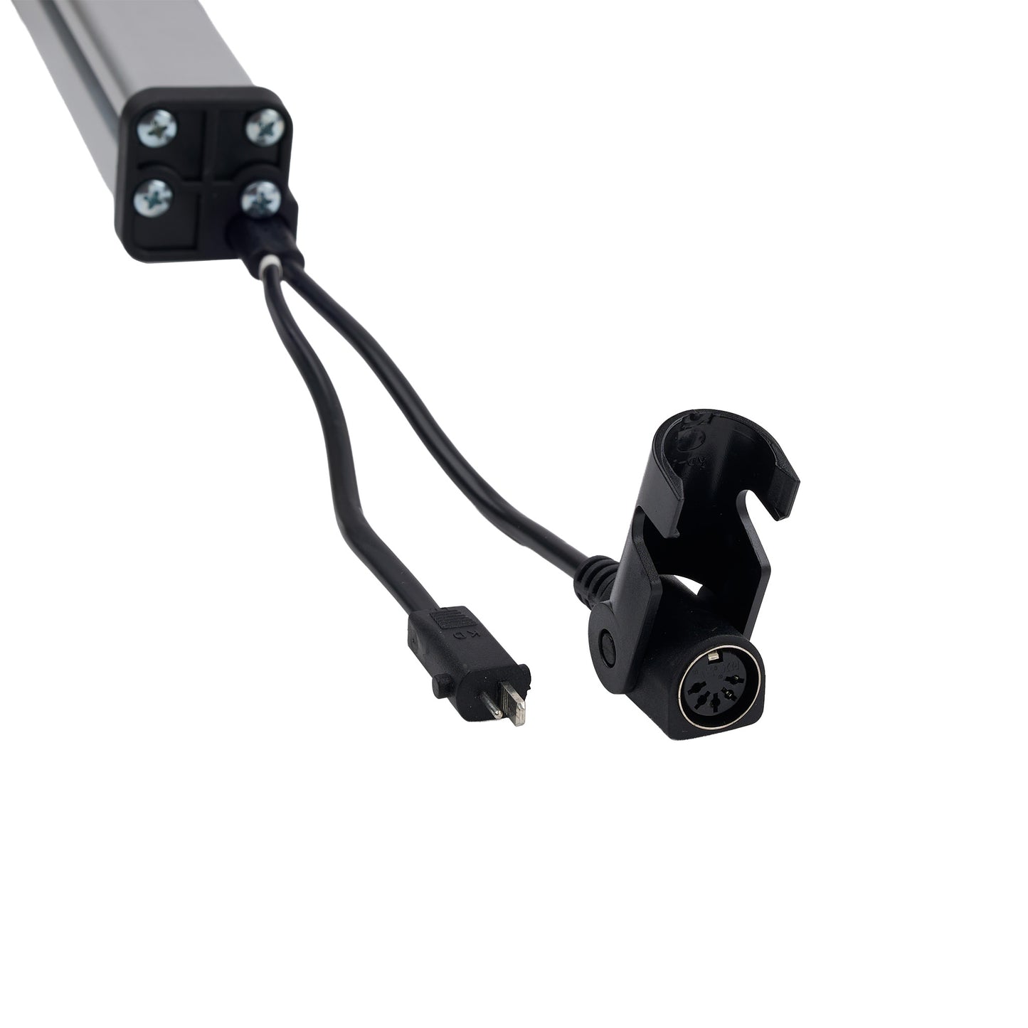 Light fixture with wiring and connectors on a white background